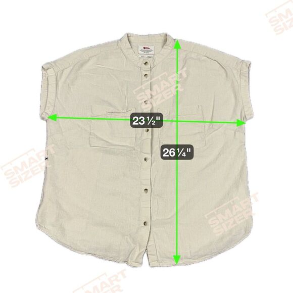 Fjallraven Shirt Womens Large Övik Hemp Beige Button Down Short Sleeve - Picture 8 of 8